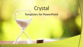  Presentation with bright - Theme enhanced with hourglass with coins on wooden background and a blonde colored foreground