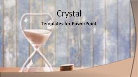  Presentation with old wooden table food - Beautiful slide set featuring hourglass with coins on wooden backdrop and a  colored foreground