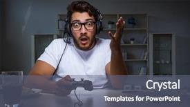  Presentation with family playing board game - Slide deck consisting of hours late in the office background and a gray colored foreground