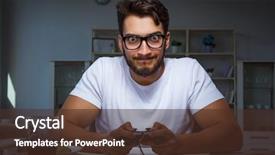  Presentation with family playing board game - Cool new PPT theme with hours late in the office backdrop and a tawny brown colored foreground