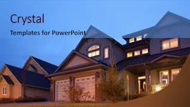  Presentation with lanterns - Slide deck with hourse night - evening street shined with lanterns background and a light blue colored foreground