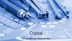  Presentation with blueprint - Presentation design having blue print house - architecture blueprint work tools background and a light blue colored foreground