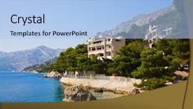  Presentation with croatia - Beautiful PPT layouts featuring nature house - beach at brela croatia backdrop and a  colored foreground