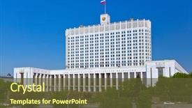  Presentation with white house - Presentation featuring house - center of russian government background and a tawny brown colored foreground