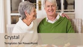  Presentation with senior couple - PPT layouts featuring house - portrait of a happy senior background and a  colored foreground