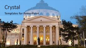  Presentation with opera - Cool new PPT theme with opera house - romanian athenaeum is bucharest's most backdrop and a light blue colored foreground