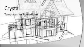  Presentation with technical - Slide set enhanced with house 3d technical draw background and a white colored foreground