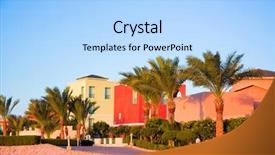  Presentation with hotel de ville or town - Beautiful presentation featuring house ambrella - town under palms backdrop and a  colored foreground