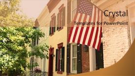  Presentation with usa - Presentation theme consisting of house american flag - georgetown historical district townhouses facades background and a coral colored foreground
