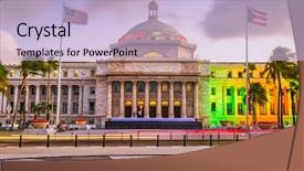  Presentation with capitol - Amazing PPT theme having house american flag - san juan puerto rico capitol backdrop and a light blue colored foreground