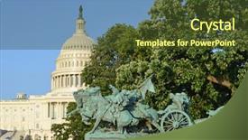  Presentation with united states capitol building - PPT theme featuring house american flag - united states capitol building background and a tawny brown colored foreground
