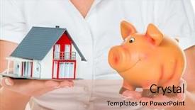 Presentation with piggy bank - Slide deck enhanced with house and a piggy bank background and a coral colored foreground