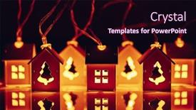  Presentation with glow - Amazing PPT theme having house-and-christmas-tree-shape backdrop and a wine colored foreground