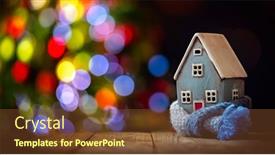  Presentation with energy crisis - PPT theme consisting of house-and-home-winter-heating background and a tawny brown colored foreground
