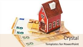  Presentation with money construction - PPT theme with house and money euro isolated background and a  colored foreground