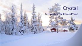  Presentation with winter - Audience pleasing theme consisting of house at kiruna sweden backdrop and a light gray colored foreground
