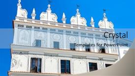  Presentation with old house - Presentation design consisting of house-at-rynek-of-old background and a light blue colored foreground