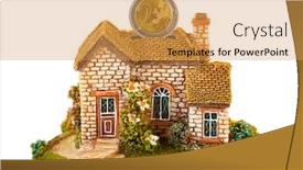  Presentation with white house - Presentation design enhanced with house-bank-and-coin-isolated background and a yellow colored foreground