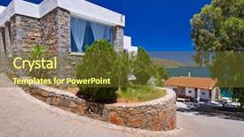  Presentation with greek architecture - Presentation with house beach - greek architecture at mirabello bay background and a  colored foreground