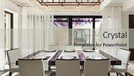  Presentation with architecture - Amazing PPT theme having house beautiful interiors dining room backdrop and a light gray colored foreground
