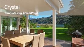  Presentation with veranda - Colorful presentation theme enhanced with house beautiful veranda with furniture backdrop and a coral colored foreground