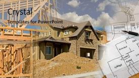  Presentation with drawing architecture - Theme enhanced with house blueprints - ready-to-use construction architecture drawing under-construction background and a coral colored foreground