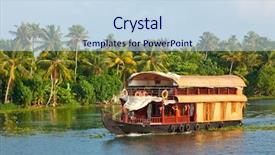  Presentation with house boat - Audience pleasing slides consisting of house boat - houseboat on kerala backwaters kerala backdrop and a sky blue colored foreground