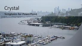  Presentation with seattle - PPT theme consisting of house boats on lake union background and a  colored foreground