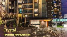  Presentation with house building - PPT theme with house-building-and-city-construction background and a tawny brown colored foreground