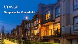  Presentation with house building - Beautiful PPT theme featuring house-building-and-city-construction backdrop and a teal colored foreground