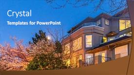  Presentation with house building - PPT theme having house-building-and-city-construction background and a teal colored foreground