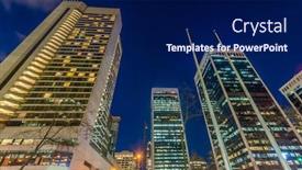  Presentation with house building - Beautiful PPT theme featuring house building and city construction concept evening outdoor urban view of modern real estate homes backdrop and a navy blue colored foreground