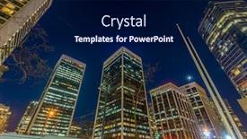  Presentation with house building - PPT theme having house building and city construction concept evening outdoor urban view of modern real estate homes background and a navy blue colored foreground