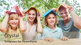  Presentation with house building - PPT theme consisting of house building and future background and a soft green colored foreground