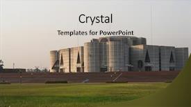  Presentation with parliament - Colorful presentation design enhanced with house building in dhaka bangladesh backdrop and a light gray colored foreground