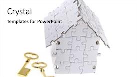  Presentation with lock out tag out key - Slide deck featuring house built out of puzzle background and a white colored foreground