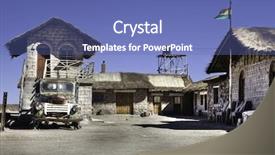  Presentation with old car - Amazing presentation design having house-built-with-salt backdrop and a ocean colored foreground