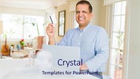  Presentation with credit card fraud fraud - PPT layouts enhanced with house cards - middle age man showing credit background and a sky blue colored foreground