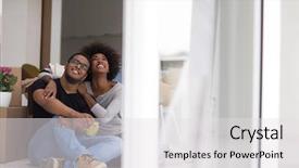  Presentation with african american - Slides having house cheerful young african american background and a  colored foreground