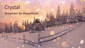  Presentation with light pink - PPT theme enhanced with house christmas holiday postcard collage background and a lemonade colored foreground