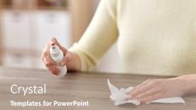  Presentation with tissue paper - Slide set consisting of house-cleaning-hygiene-and-disinfection background and a coral colored foreground