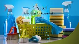 Presentation with cleaning - Cool new presentation theme with house cleaning product backdrop and a cyan colored foreground