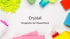  Presentation with white house - Cool new PPT theme with house cleaning products on white backdrop and a white colored foreground