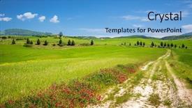  Presentation with forest beautiful spring nature - Slides consisting of house clouds blue sky - beautiful tuscany landscape at spring background and a  colored foreground