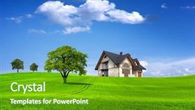  Presentation with environment - Cool new theme with house clouds blue sky - life environment backdrop and a tawny brown colored foreground