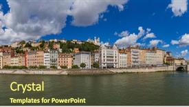  Presentation with architecture old - Audience pleasing slide deck consisting of house clouds blue sky - old town of lyon france backdrop and a tawny brown colored foreground