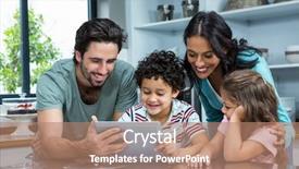  Presentation with kitchen - Theme featuring house computer - happy family using tablet background and a coral colored foreground