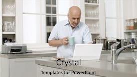  Presentation with young man holdng laptop on lap money - Amazing theme having house computer - mature man using laptop backdrop and a light gray colored foreground