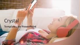  Presentation with living room - Cool new slide set with house computer - pretty blonde listening to music backdrop and a soft green colored foreground