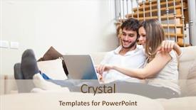  Presentation with internet surfing - PPT layouts having house computer - young happy couple surfing background and a lemonade colored foreground